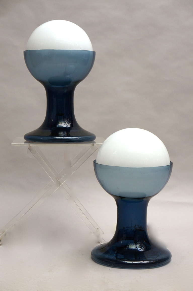 Italy,
1970s.
Three Murano table lamps by A.V Mazzega.