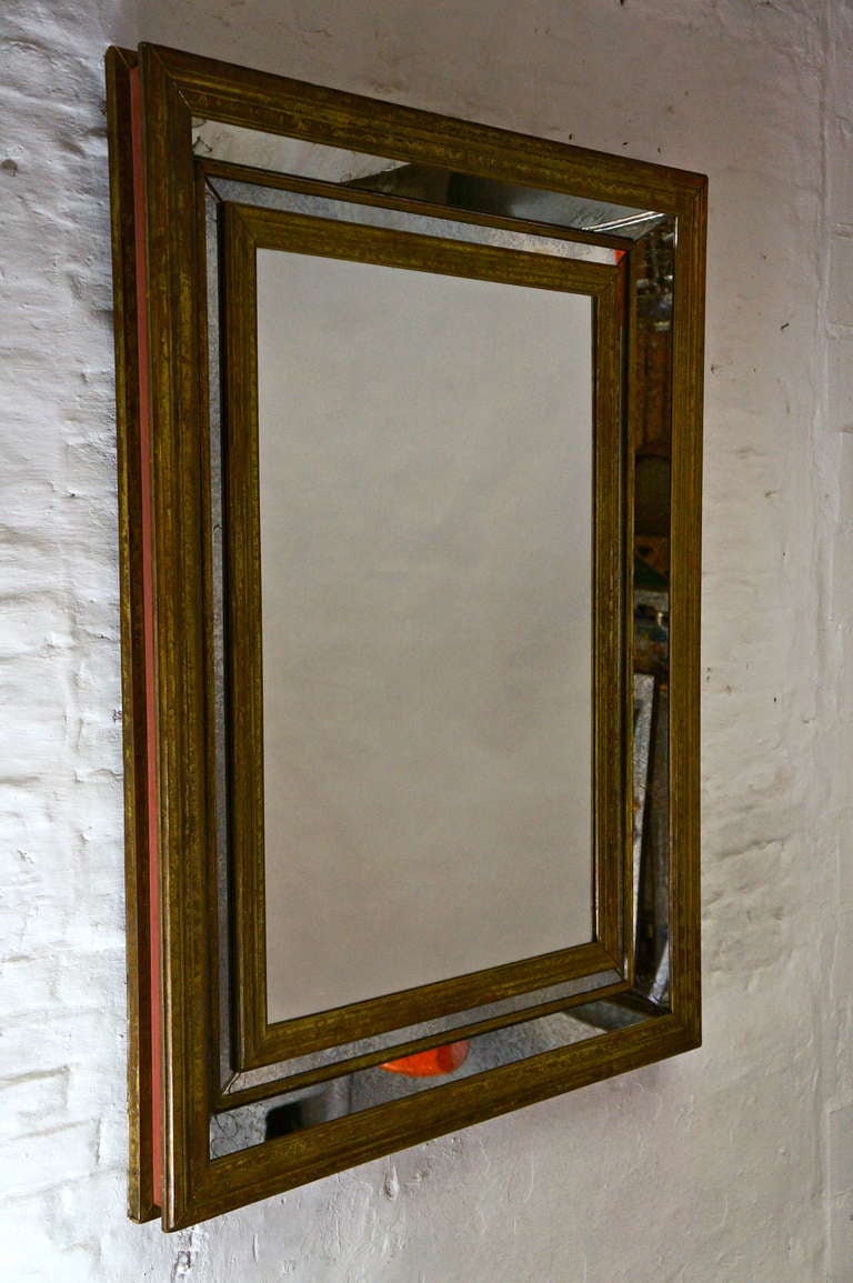 Large French copper mirror.
