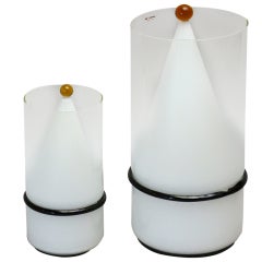 Pair of White Opaline Glass Table Lamps 12