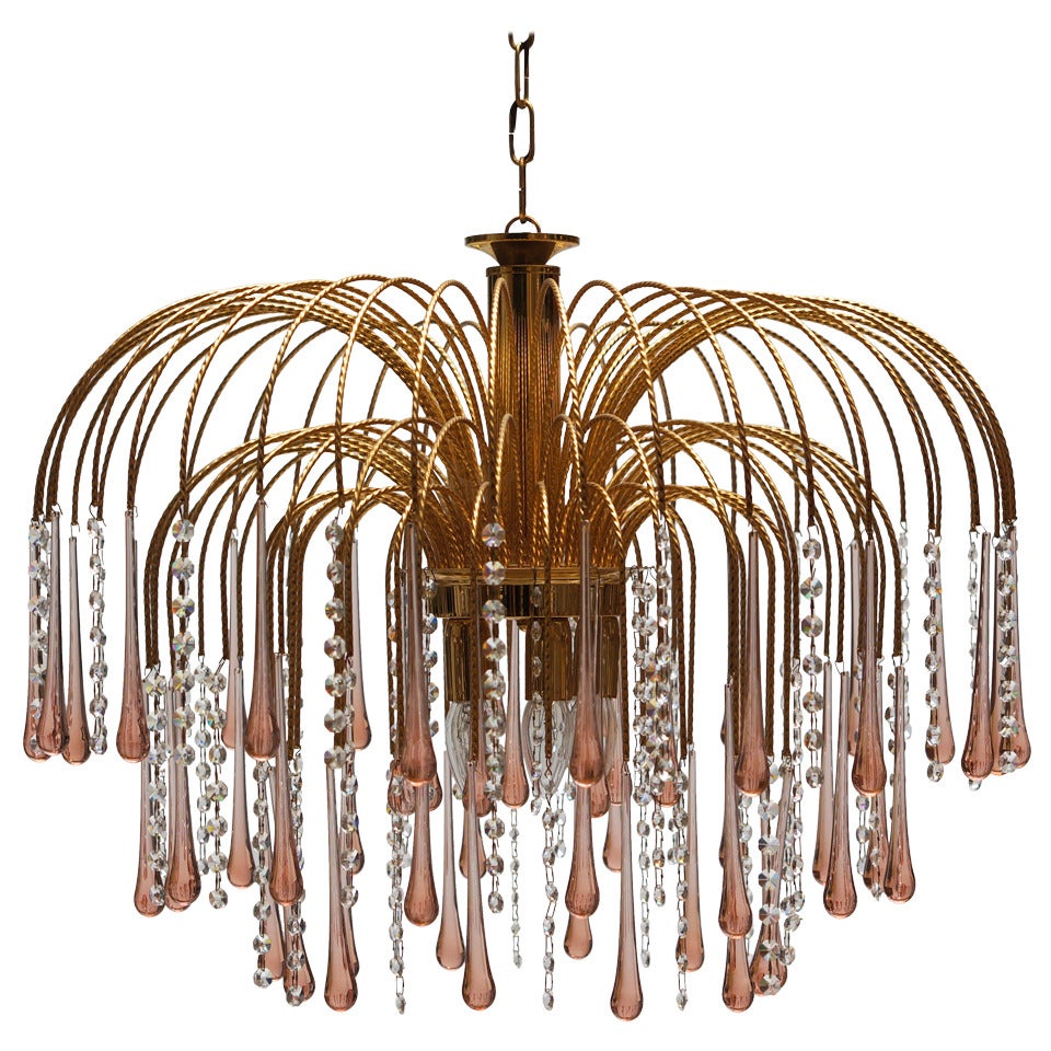 Large Italian Venini Teardrop Chandelier