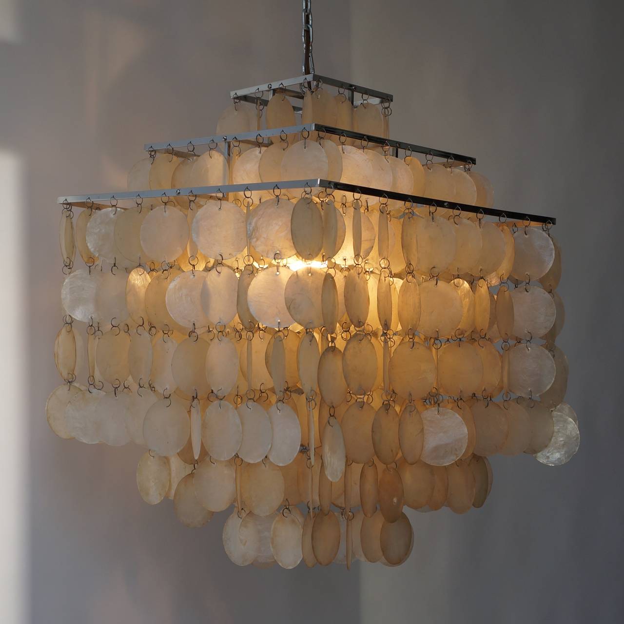 Swiss Capiz Shell Chandelier by Verner Panton