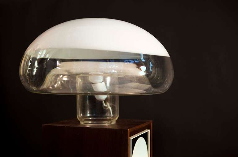 Glass Pair of Italian Table Lamps Designed by Vistosi For Sale