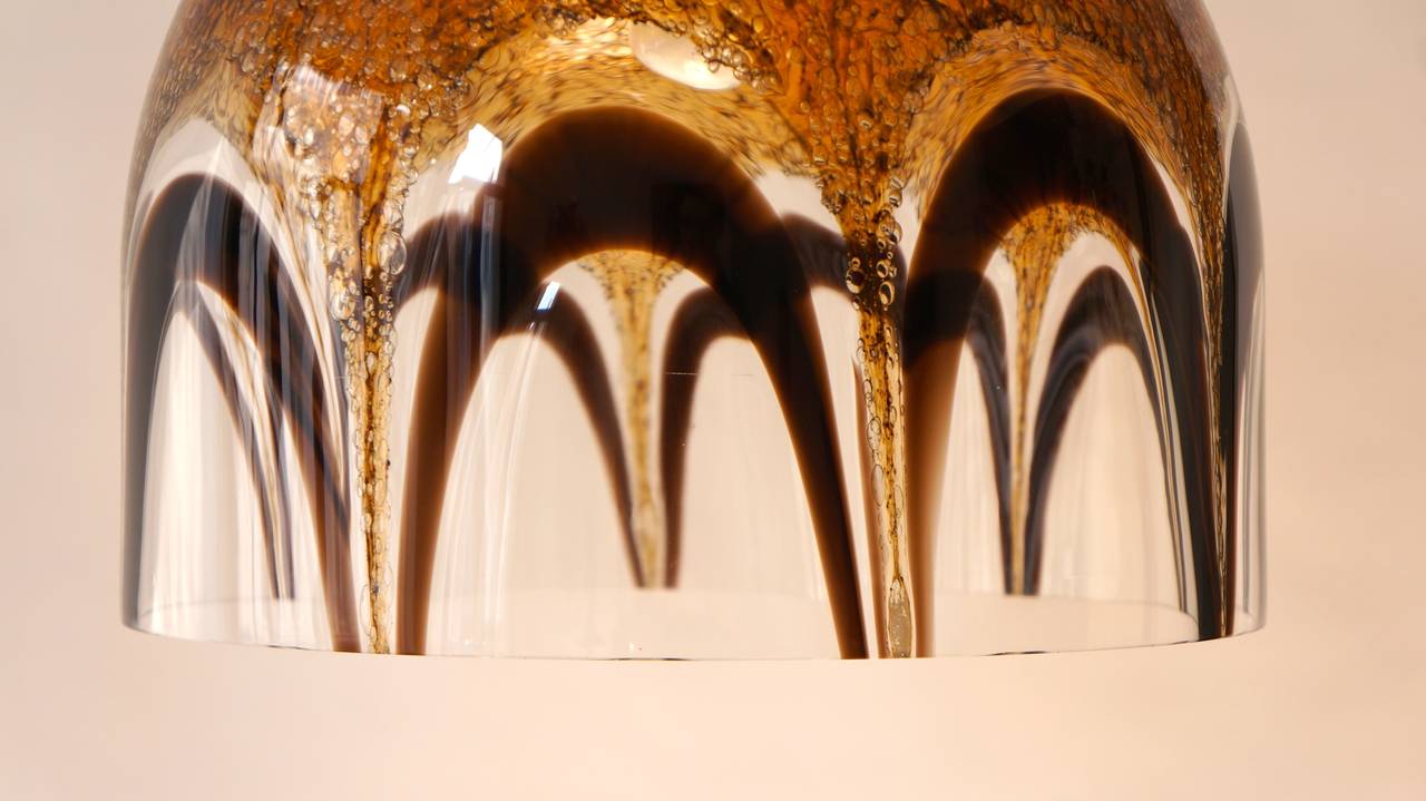 Brass Italian Murano Glass Pendant Lamp For Sale