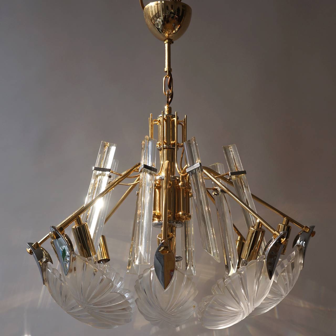Austrian Bakalowits Gold-Plated Crystal Chandelier For Sale