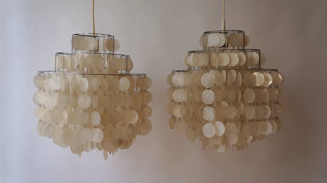 verner panton capiz shell chandelier