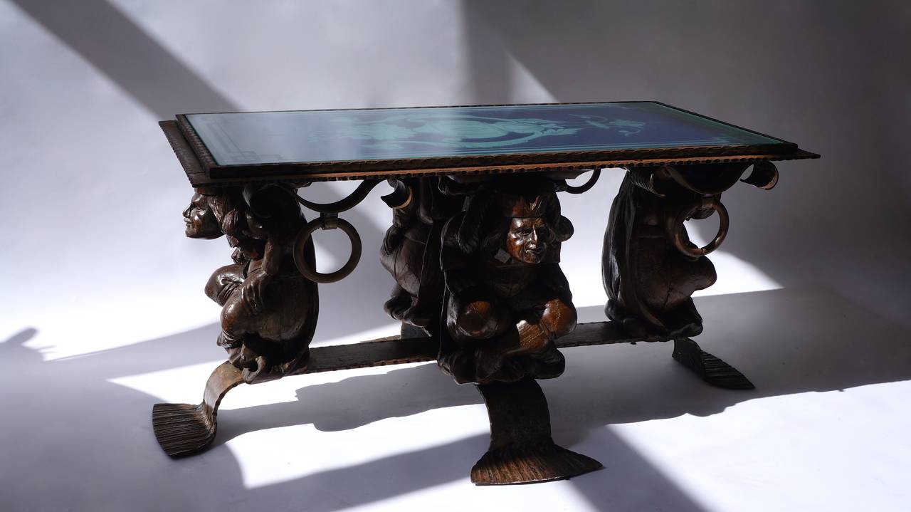Table basse unique en métal rustique de style mi-siècle moderne Bon état - En vente à Antwerp, BE