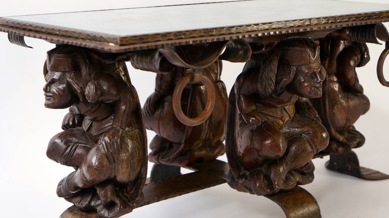 Métal Table basse unique en métal rustique de style mi-siècle moderne en vente