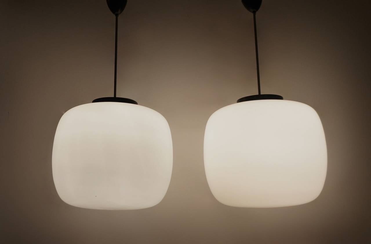 20th Century Set of 16 Large Opaline Ceiling Lights