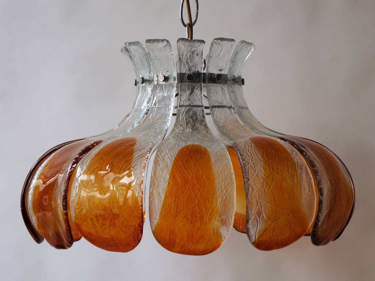 Italian Murano glass pendant light.

Dimensions: 
Diameter 60 cm.
Height fixture 35 cm.
Total height 80 cm.