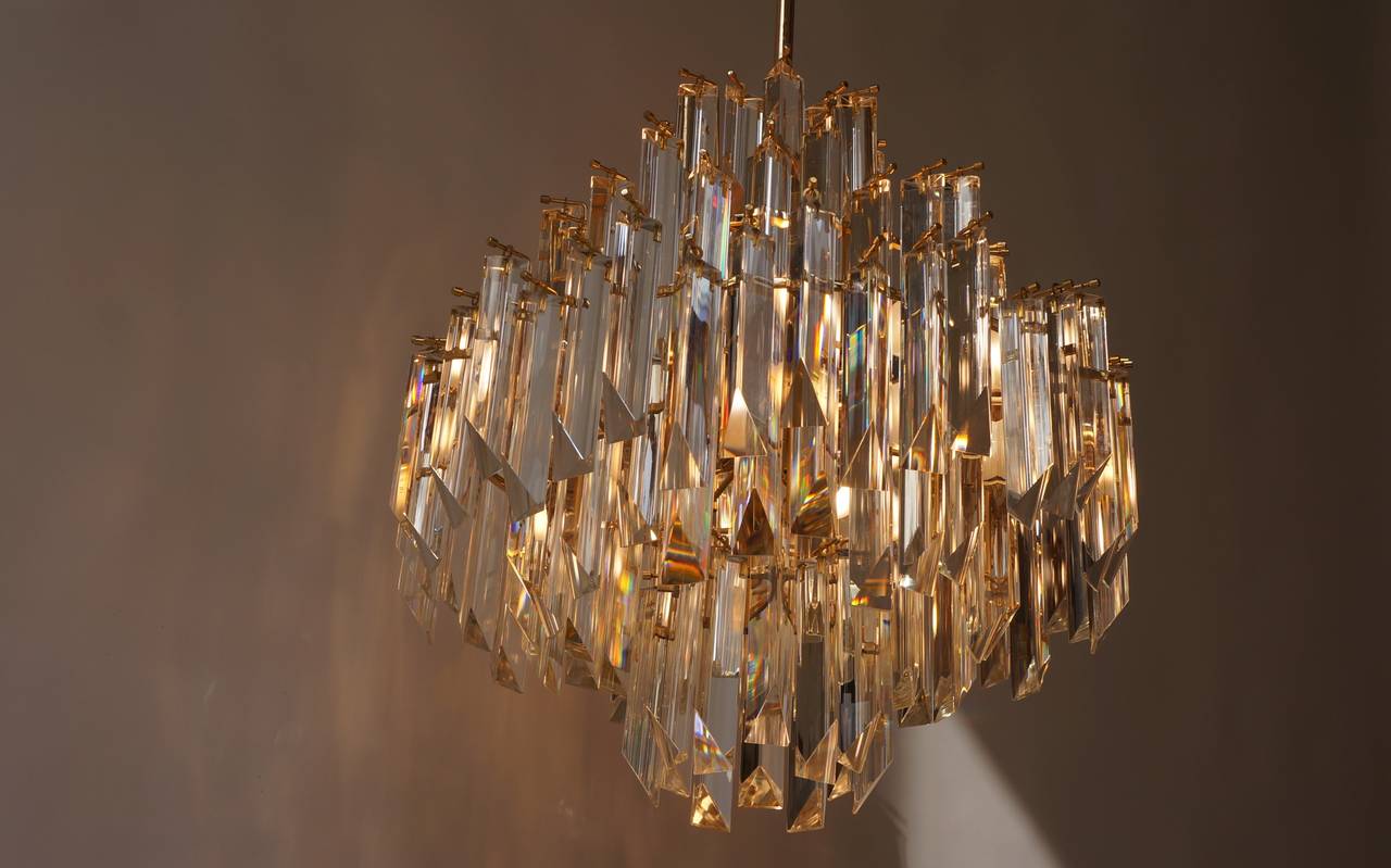 Italian Brass gilt and Murano Crystal Glass Chandelier 1