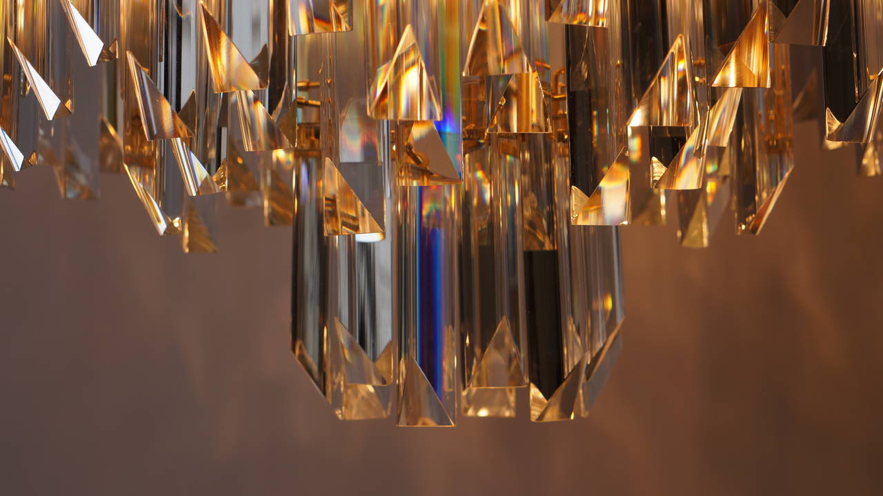 Italian Brass gilt and Murano Crystal Glass Chandelier 2