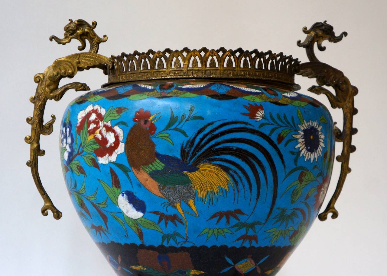 Bronze Large Chinese Cloisonné Jardinière or Planter Pot