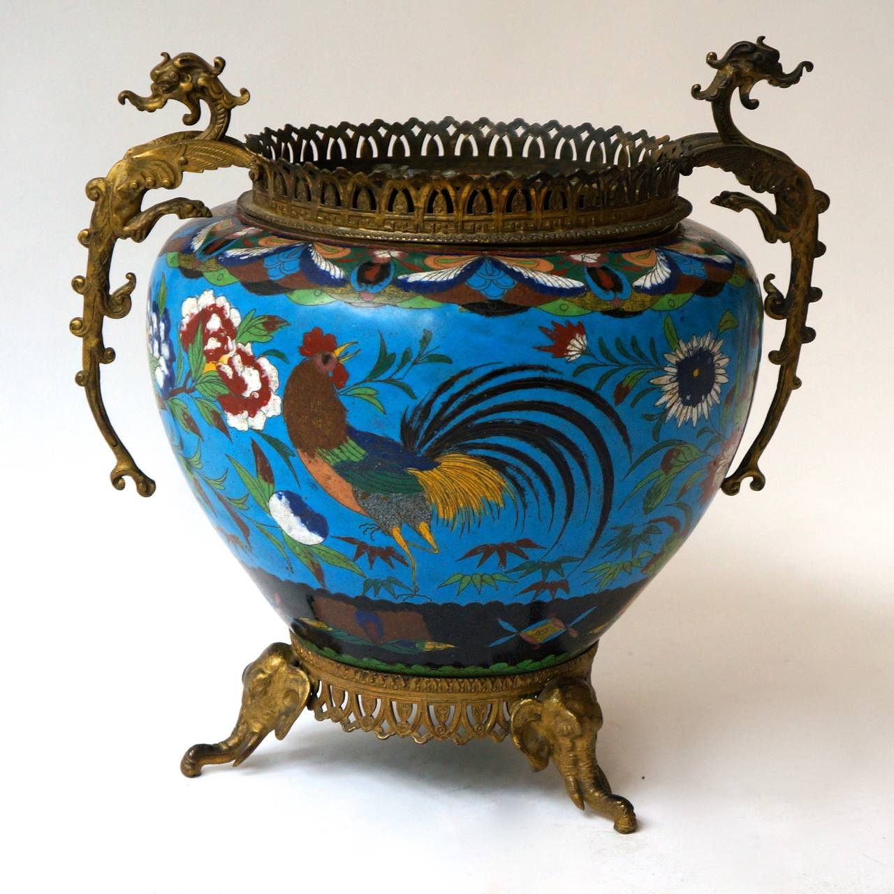 A large cloisonné´ jardinière or planter pot or bowl.