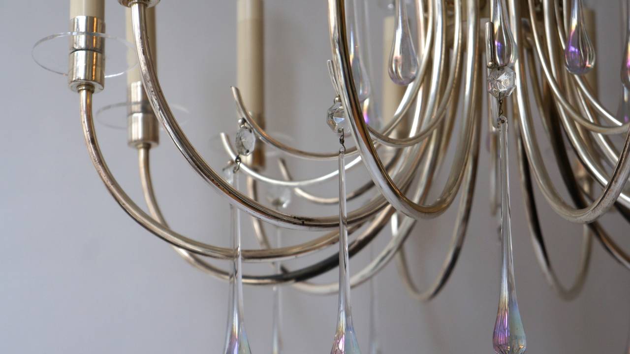 1970s Modernist Polished Aluminum Chandelier In Good Condition For Sale In Antwerp, BE