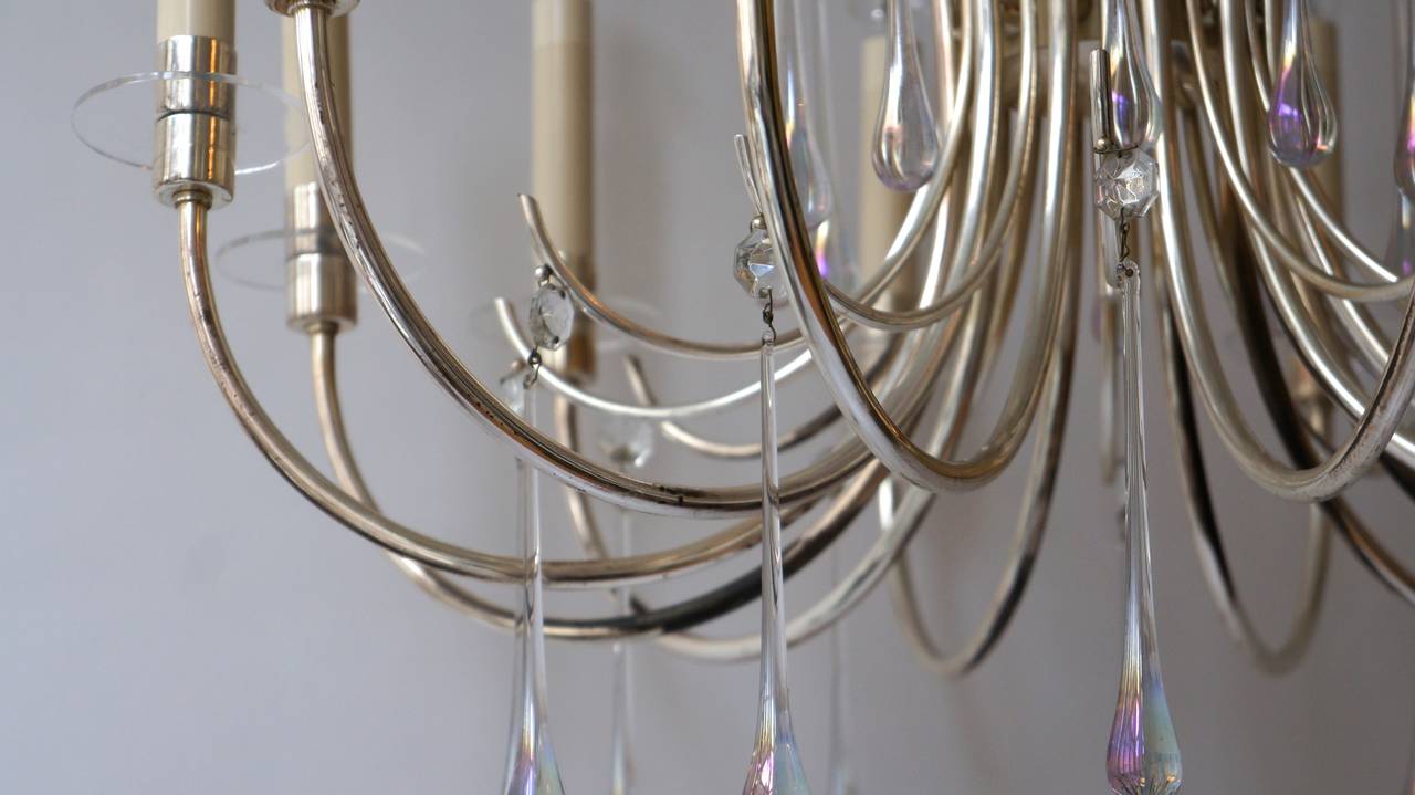 Lampadario modernista anni '70 in alluminio lucido In condizioni buone in vendita a Antwerp, BE