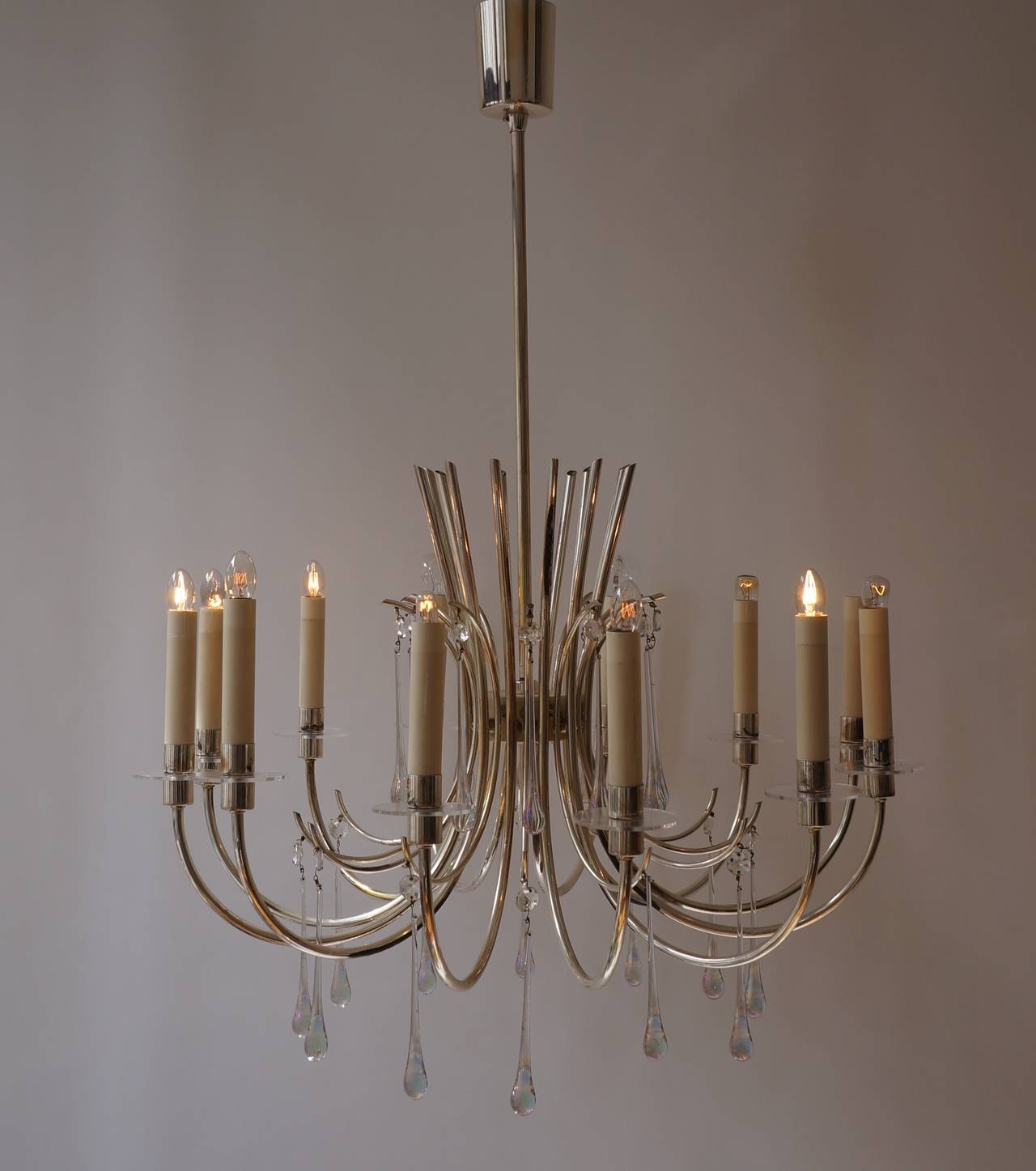 Mid-Century moderno Lampadario modernista anni '70 in alluminio lucido in vendita