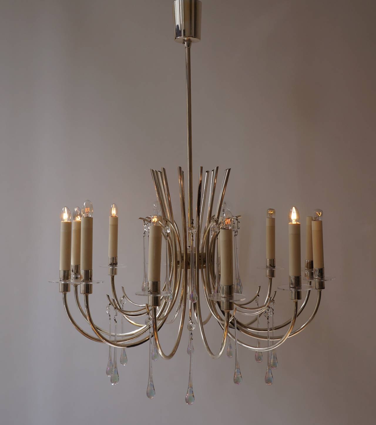 Mid-Century Modern 1970s Modernist Polished Aluminum Chandelier For Sale