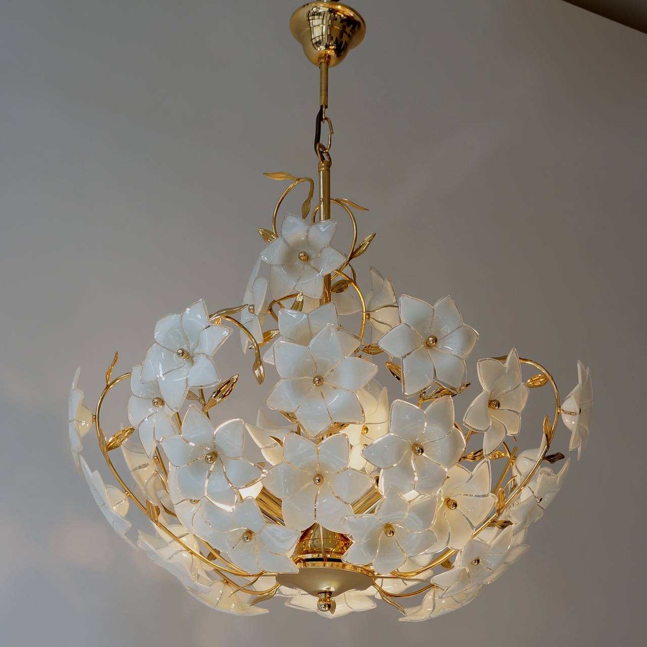 Mid-Century Modern Italian Murano Flower Chandelier