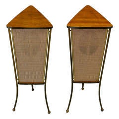 Pair of 1960s Walnut Schaub Lorenz End Table Speakers
