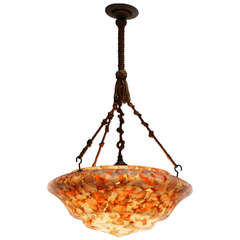 Art Deco Opaline Glass Chandelier 5