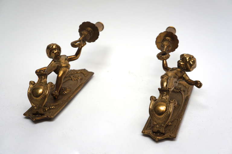Pair of Italian Brass Sconces In Excellent Condition In Antwerp, BE