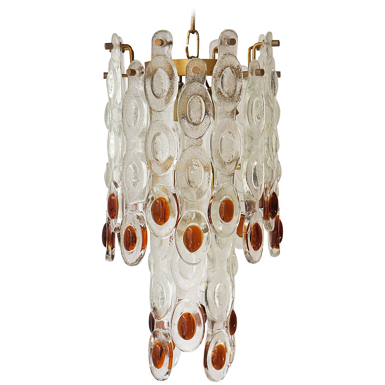 Amber and Clear Murano Glass Chandelier Attributed to Mazzega