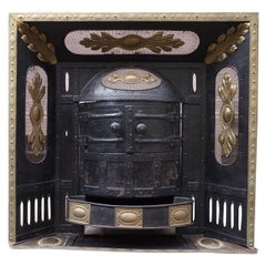 Antique Iron, Cast Iron and Brass Build-In Belle Époque Coal Burner