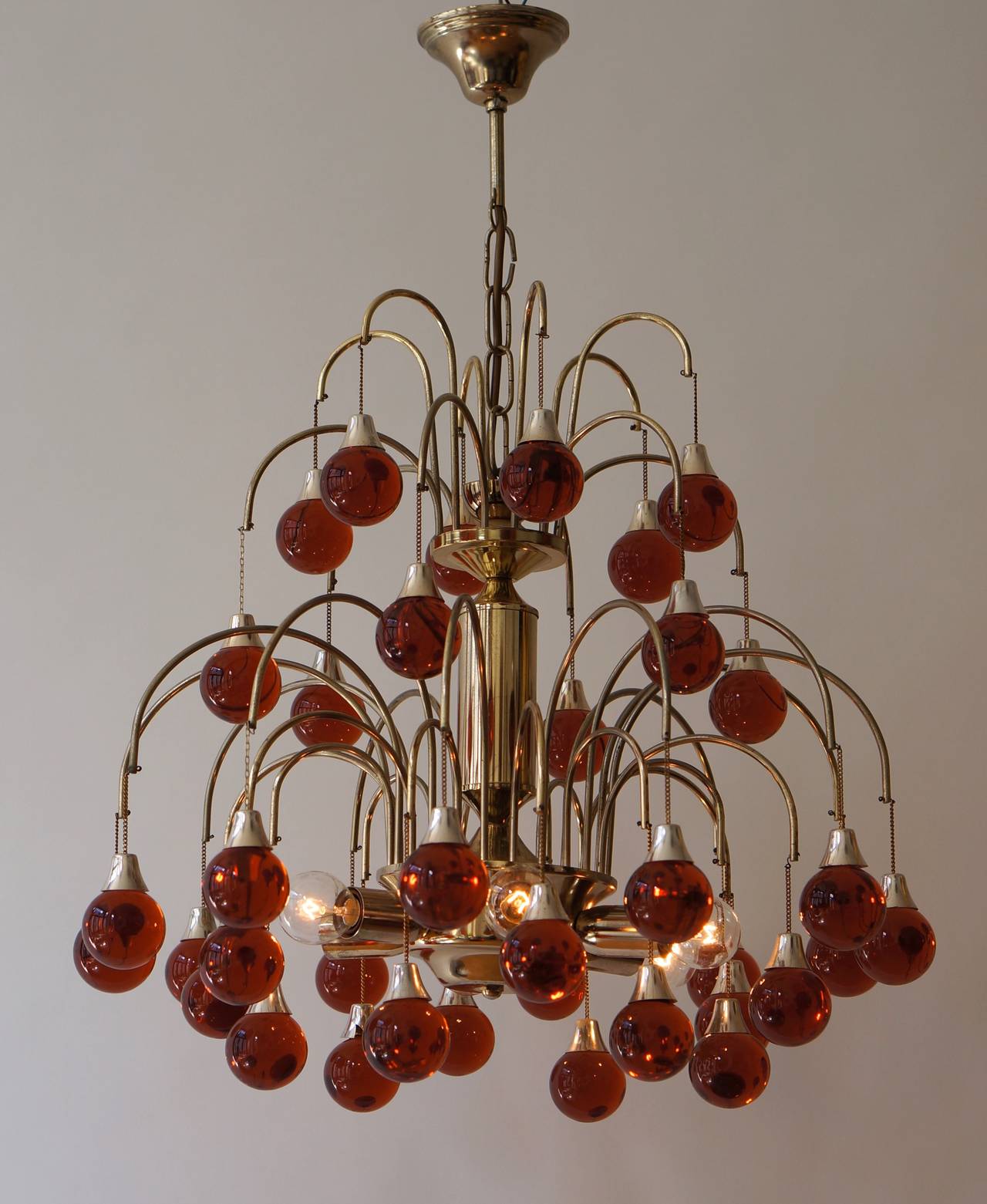 Italian Murano Glass and Brass Chandelier For Sale