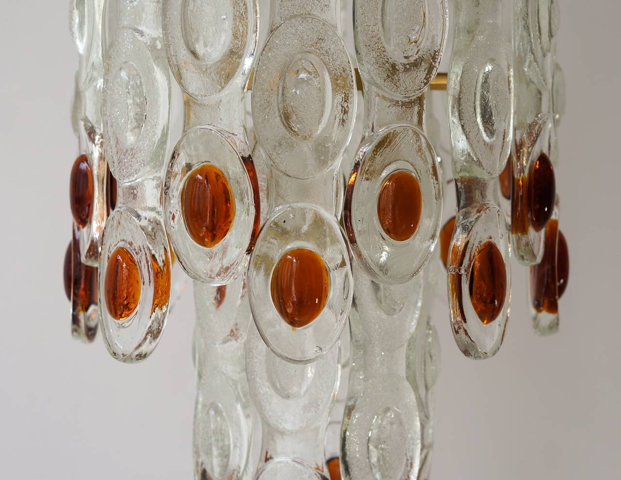 Amber and Clear Murano Glass Chandelier Attributed to Mazzega In Excellent Condition In Antwerp, BE