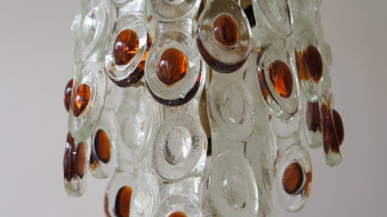 20th Century Amber and Clear Murano Glass Chandelier Attributed to Mazzega