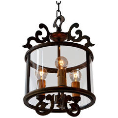 Three Italian Brass Hall Lantern Pendant Lights by Sciolari