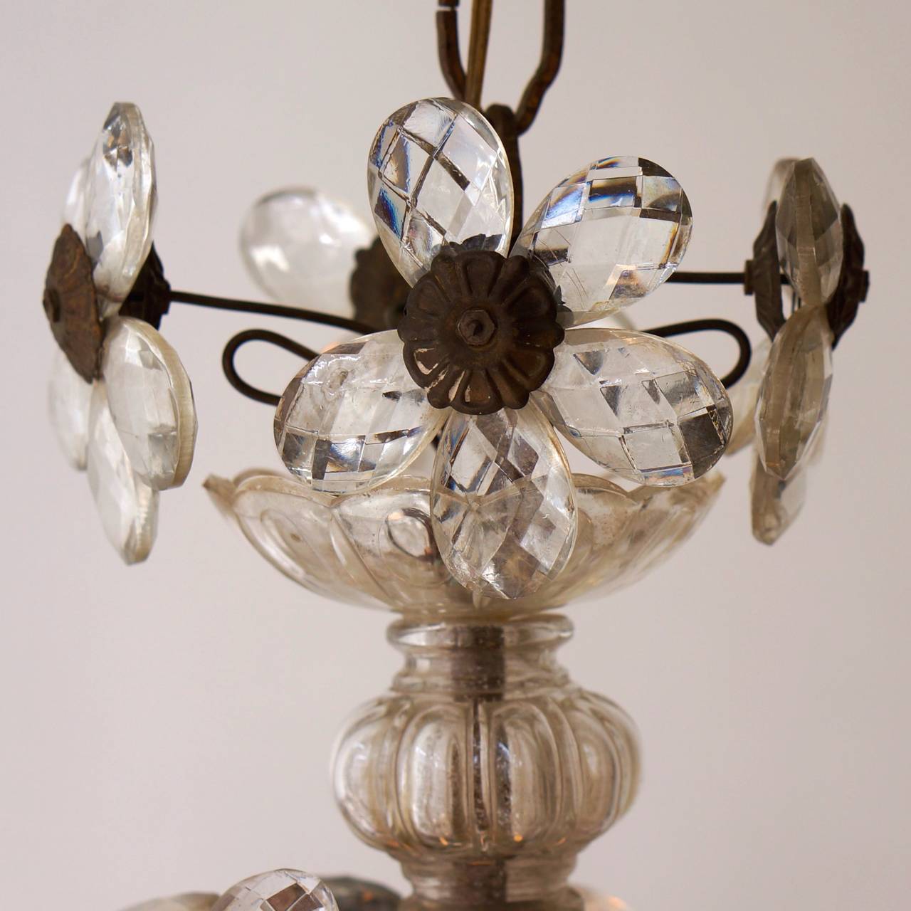 Murano Brass and Glass Flower Ball Chandelier 3