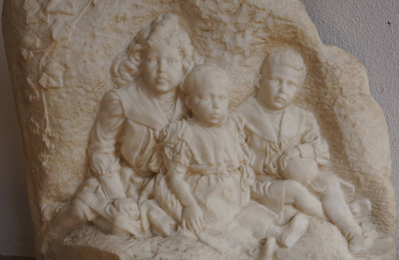 Carrara Marble Royal Carrara Sculpture of the Three Children of King Leopold III, Belgium