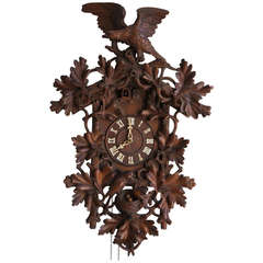 Tall Walnut Black Forest Cuckoo's Clock, Late 19th Century