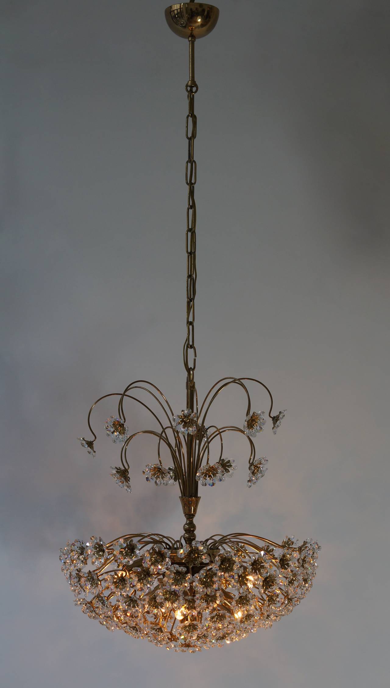Palwa Brass and Crystal Flower Chandelier 1