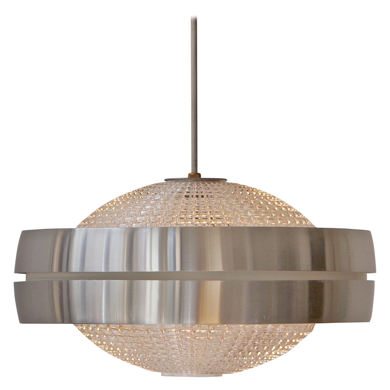 Five RaakK Ufo Shaped Pendant Lights in Glass and Aluminum