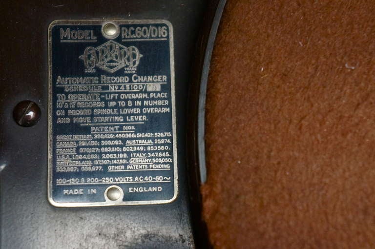 Vintage 1950s Garrard RC60/D16 Radiogram Cabinet In Good Condition In Antwerp, BE
