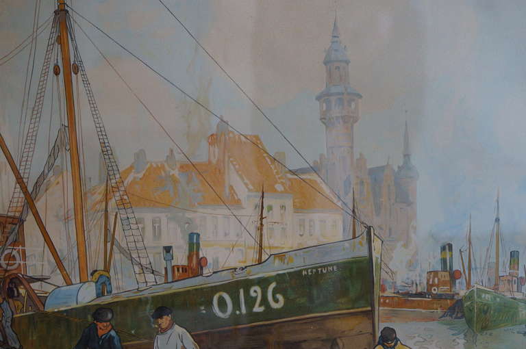 Chromolitho d'Henri Cassiers, Belgique Bon état - En vente à Antwerp, BE