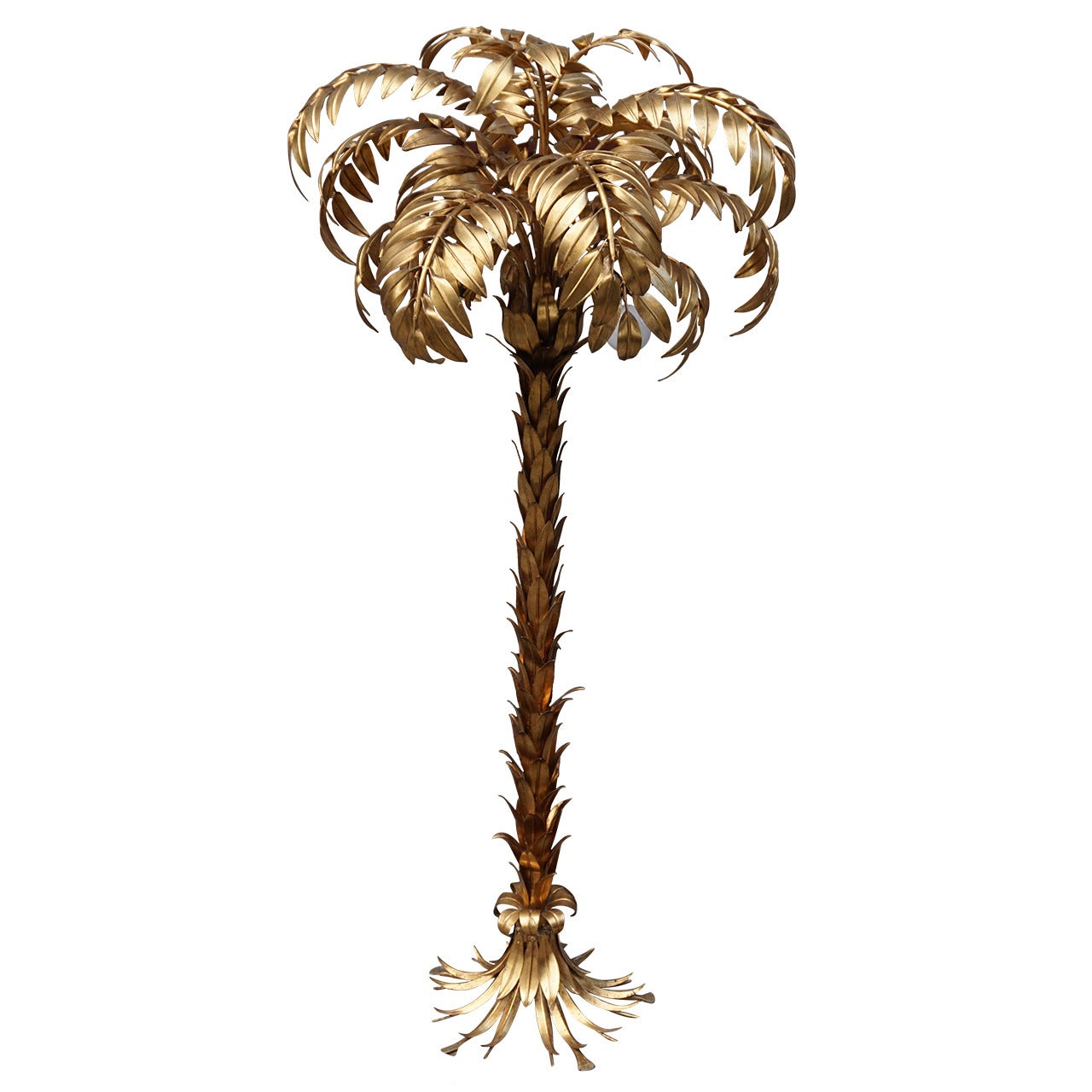 Gilt Metal Palm Tree Floor Lamp by Hans Kögl