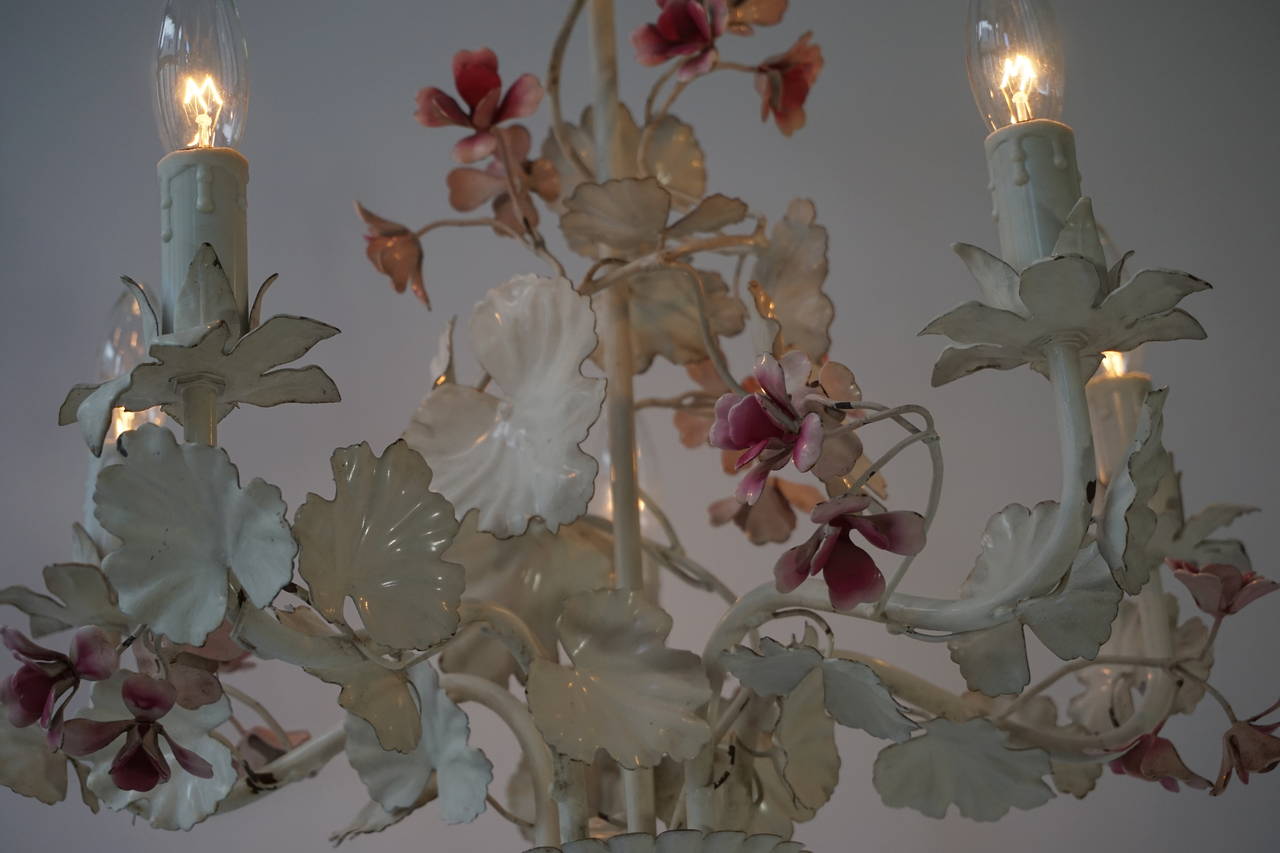 Metal Italian Flower Chandelier For Sale