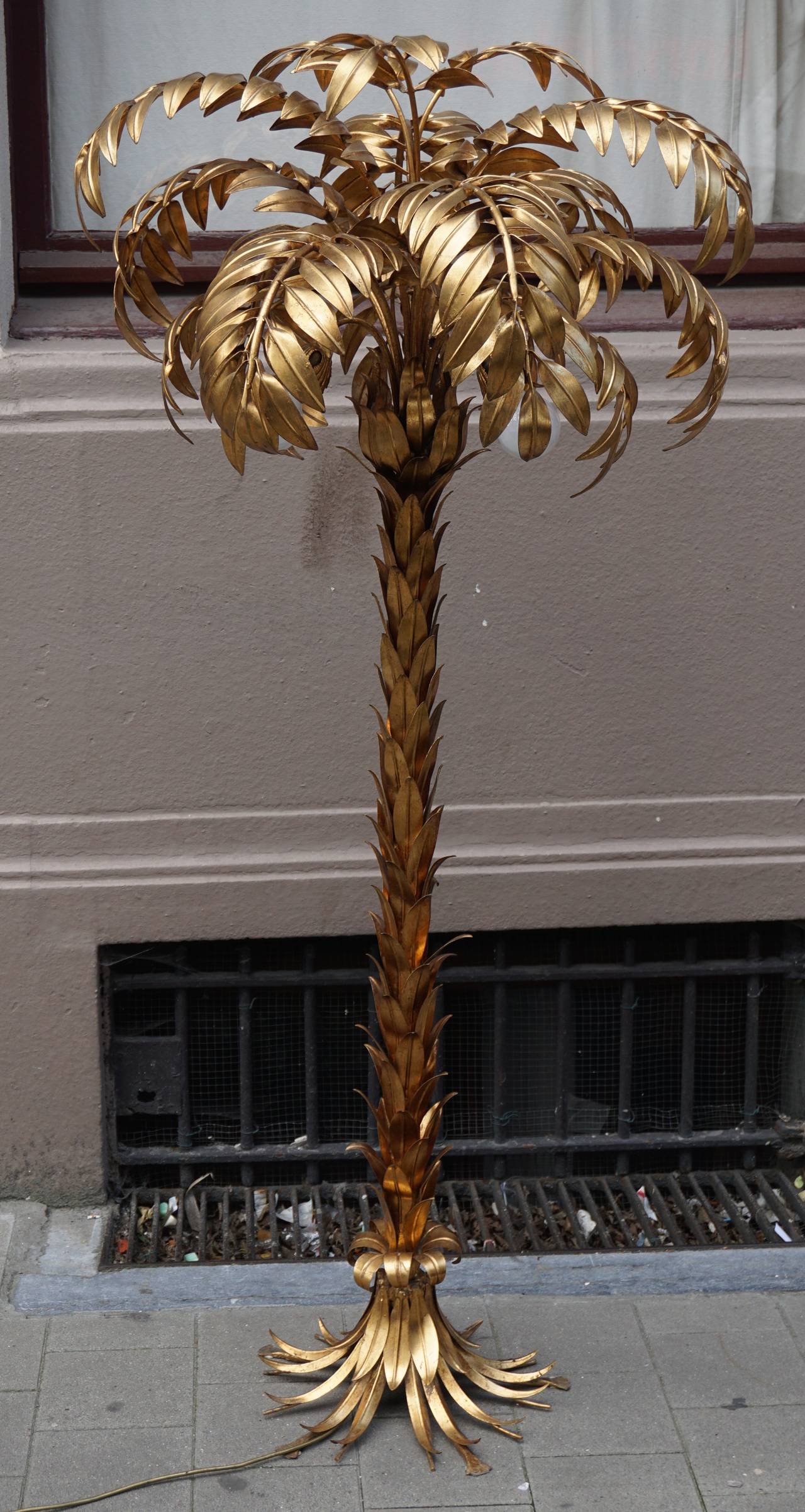Gilt Metal Palm Tree Floor Lamp by Hans Kögl In Excellent Condition In Antwerp, BE