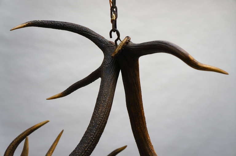 Extra-Large French Antler Five-Light Chandelier, circa 1920 1