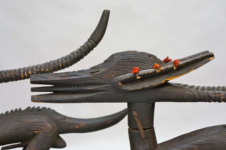 Tribal Chi Wara Headdresses Animal Sculpture , Bambara People, Mali For Sale