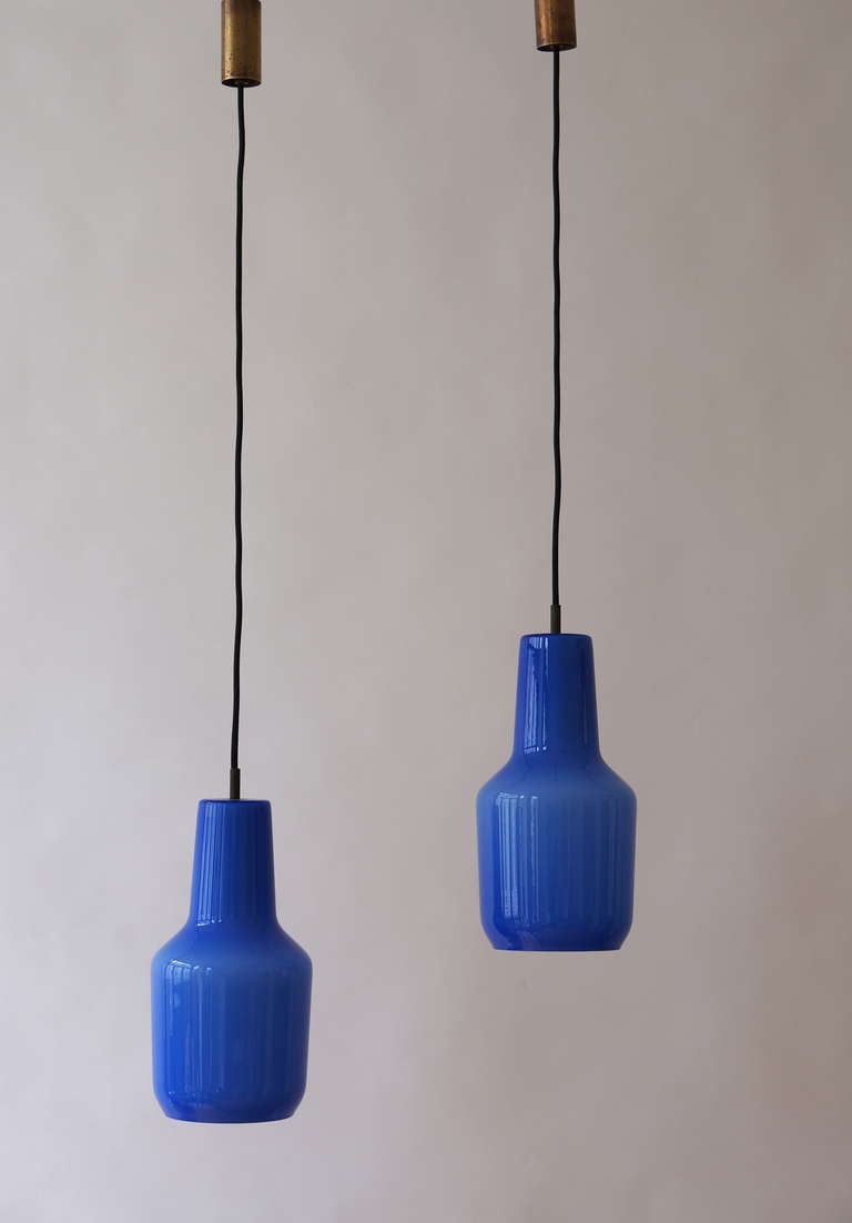 Italian One Blue Venini Massimo Vignelli Pendant Lamp, 1960s