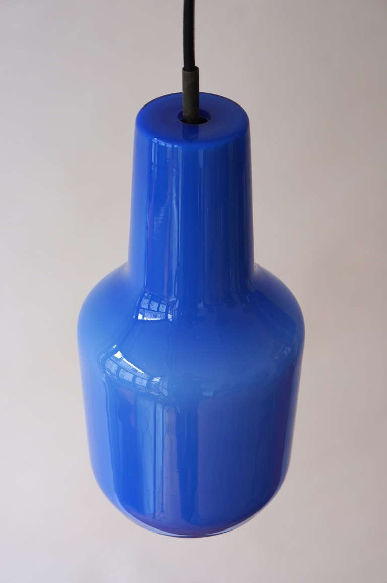 Glass One Blue Venini Massimo Vignelli Pendant Lamp, 1960s
