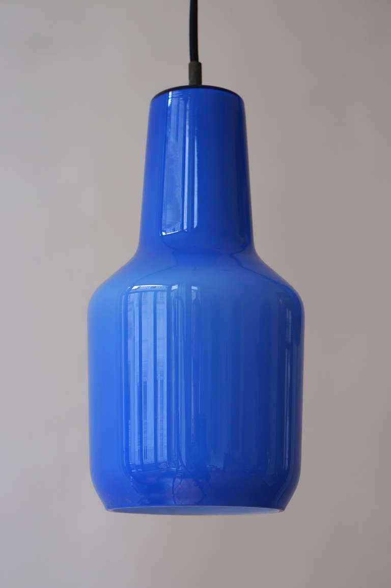 One Blue Venini Massimo Vignelli Pendant Lamp, 1960s 1