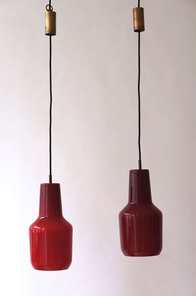 Mid-Century Modern Four Venini Massimo Vignelli Pendant Lamps, 1960