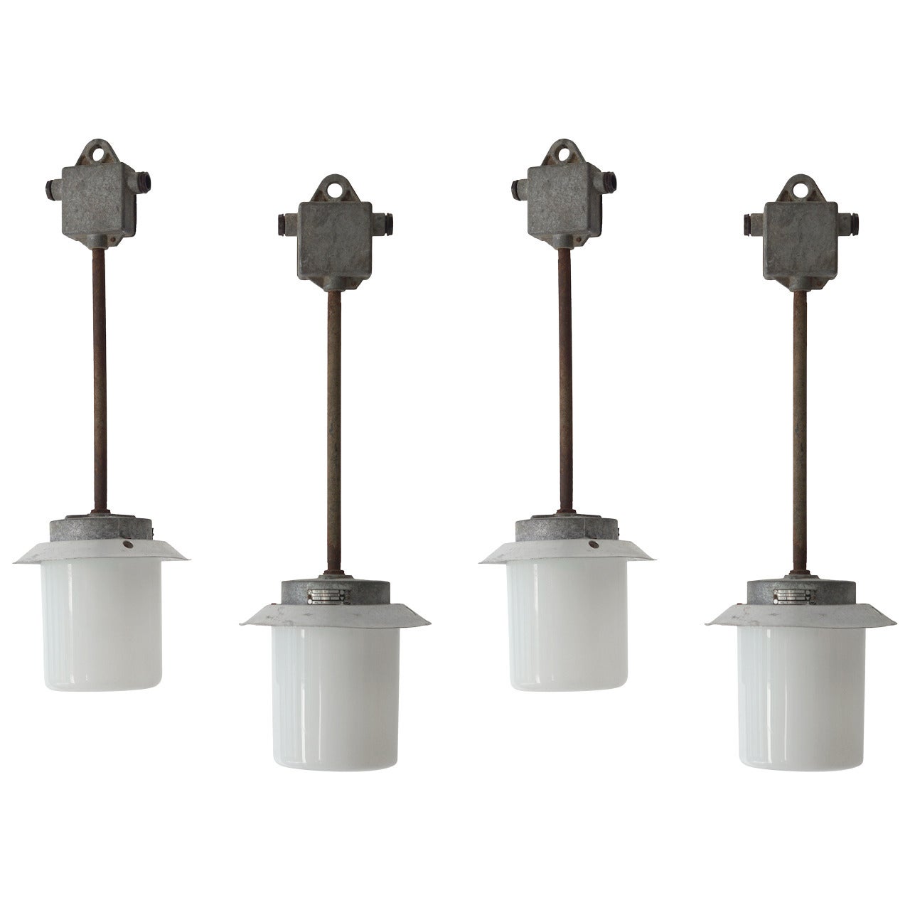 Set of Four Industrial Lights For Sale at 1stDibs
