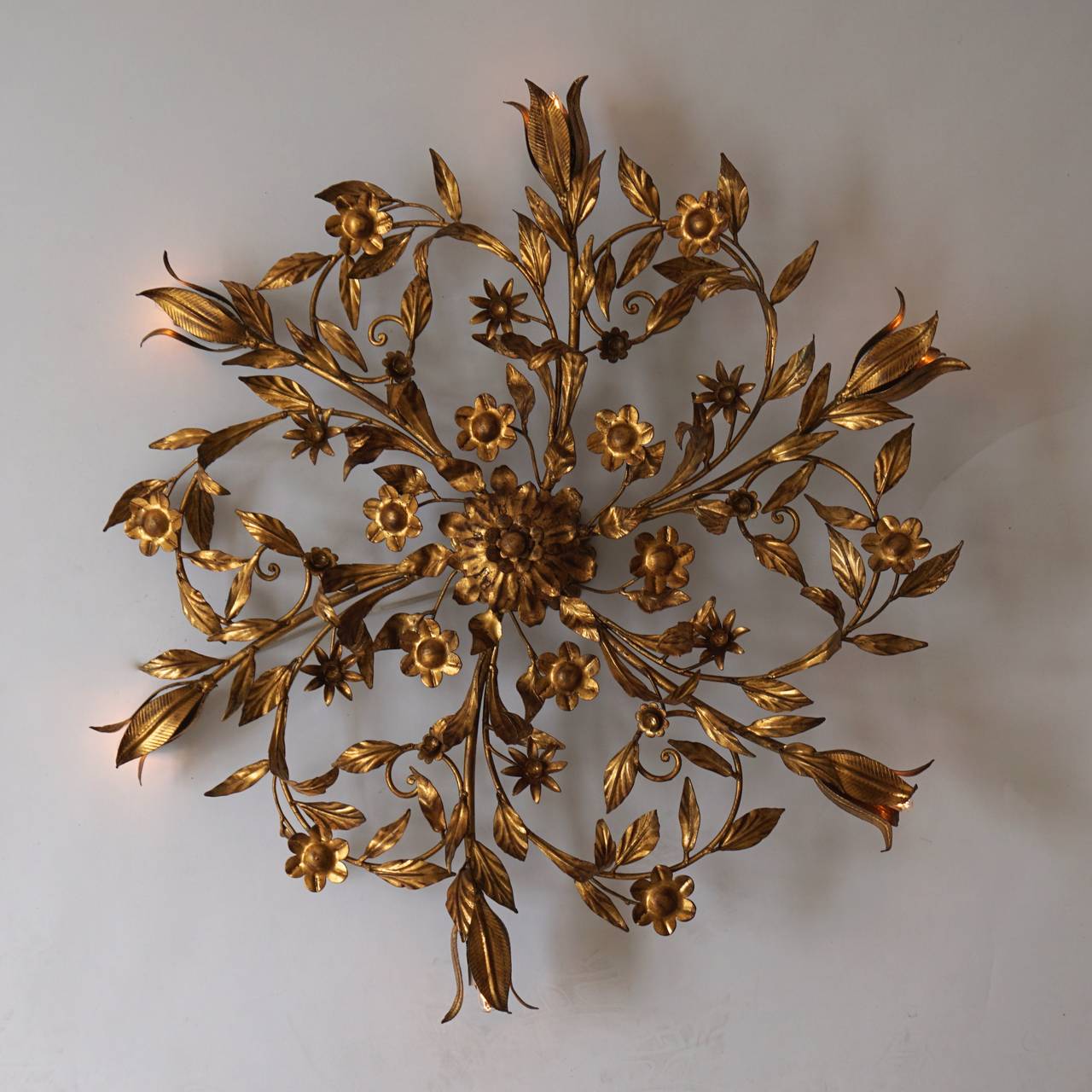  Hollywood Regency Gold Gilded Flush Mounts or Sconce by Cian In Excellent Condition In Antwerp, BE