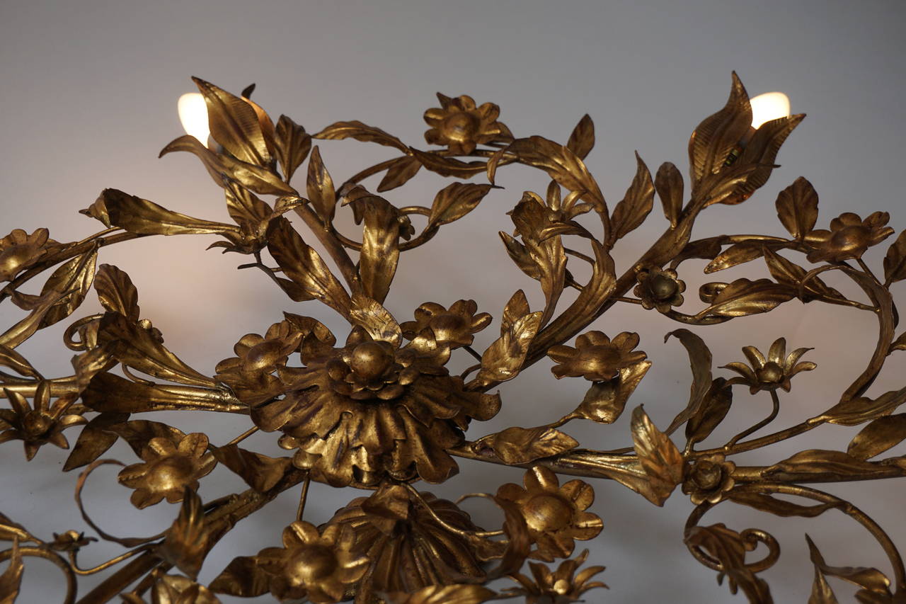  Hollywood Regency Gold Gilded Flush Mounts or Sconce by Cian 1